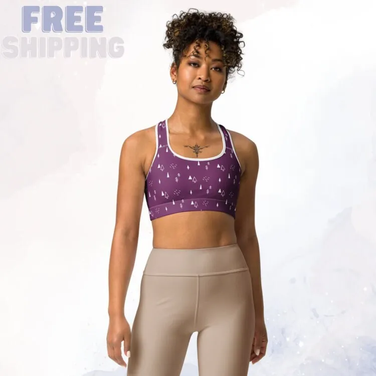 Scandinavian Forest Purple Sports Bra