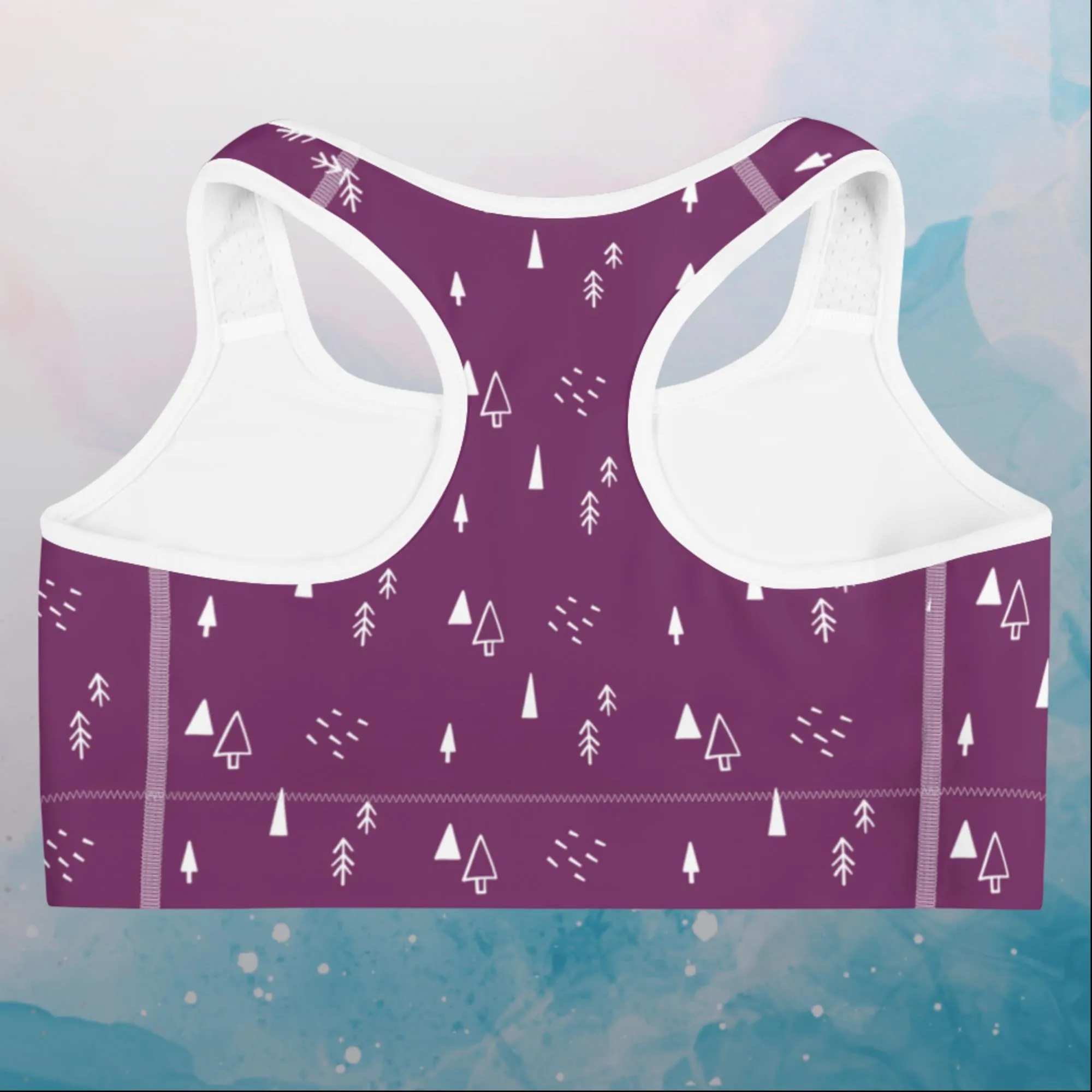 Scandinavian Forest Purple Sports Bra