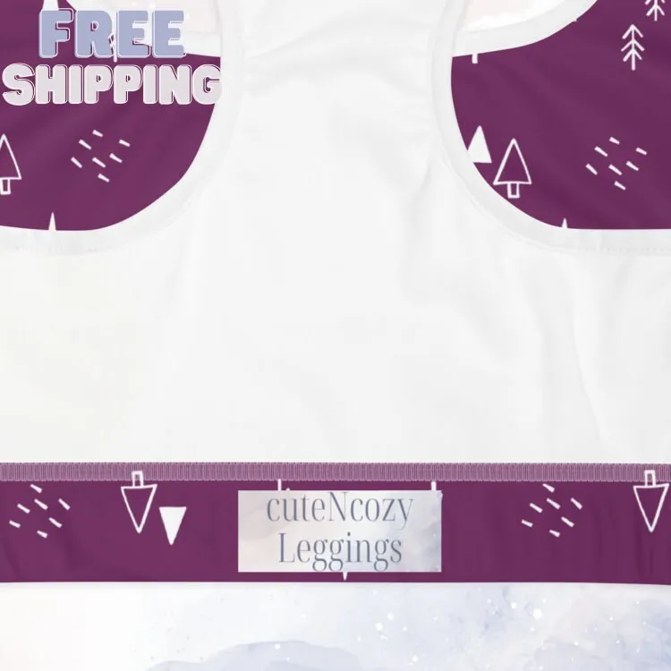 Scandinavian Forest Purple Sports Bra