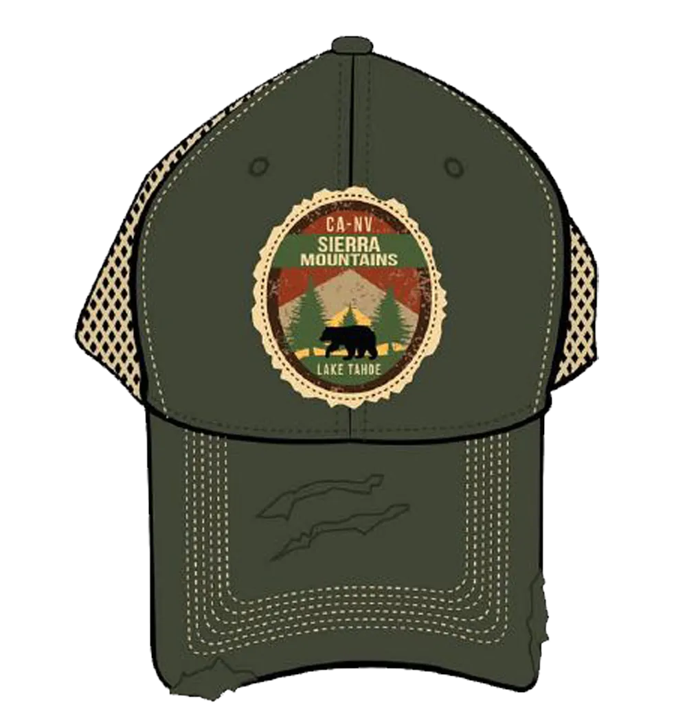 Souvenir Ball Cap Getaway Patch, Navy, Khaki, Green, Lake Tahoe