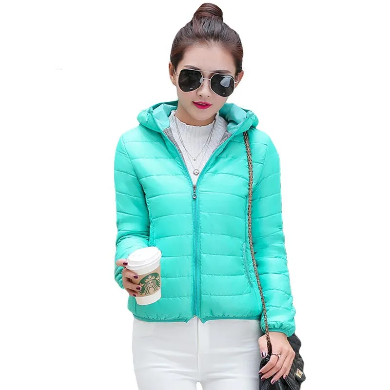 Super warm winter parka jacket coat ladies women jacket Slim Short padded women