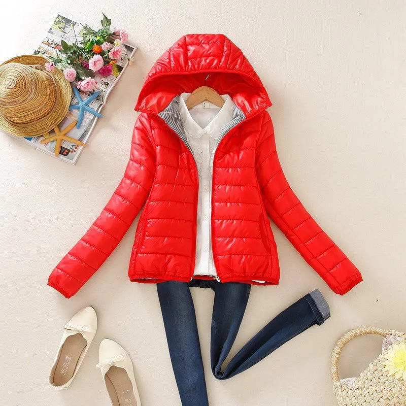 Super warm winter parka jacket coat ladies women jacket Slim Short padded women