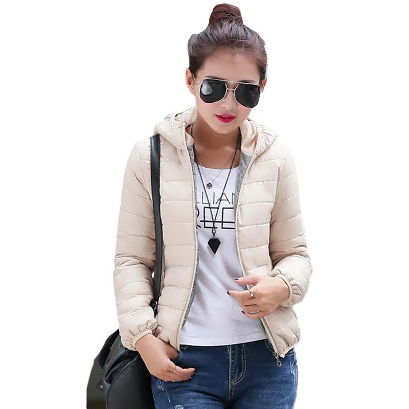 Super warm winter parka jacket coat ladies women jacket Slim Short padded women