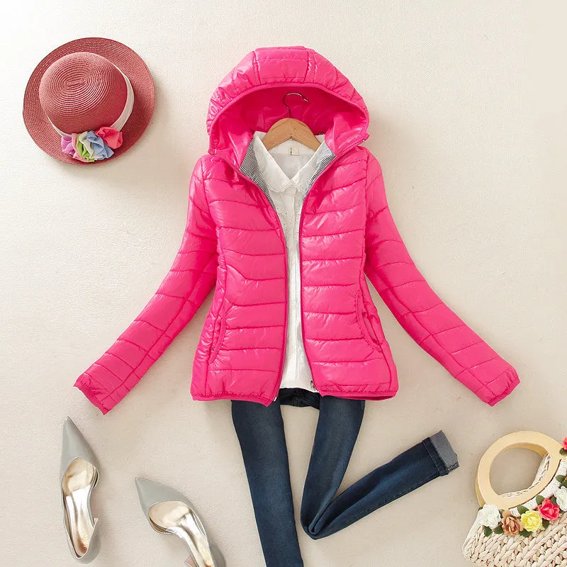 Super warm winter parka jacket coat ladies women jacket Slim Short padded women