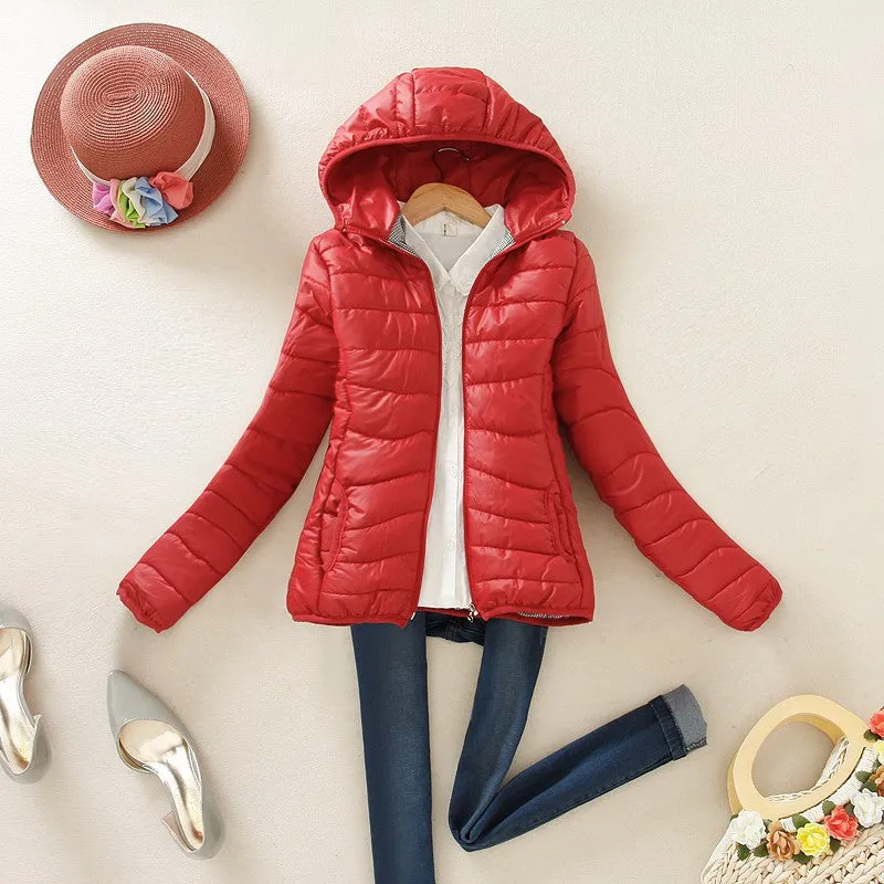 Super warm winter parka jacket coat ladies women jacket Slim Short padded women