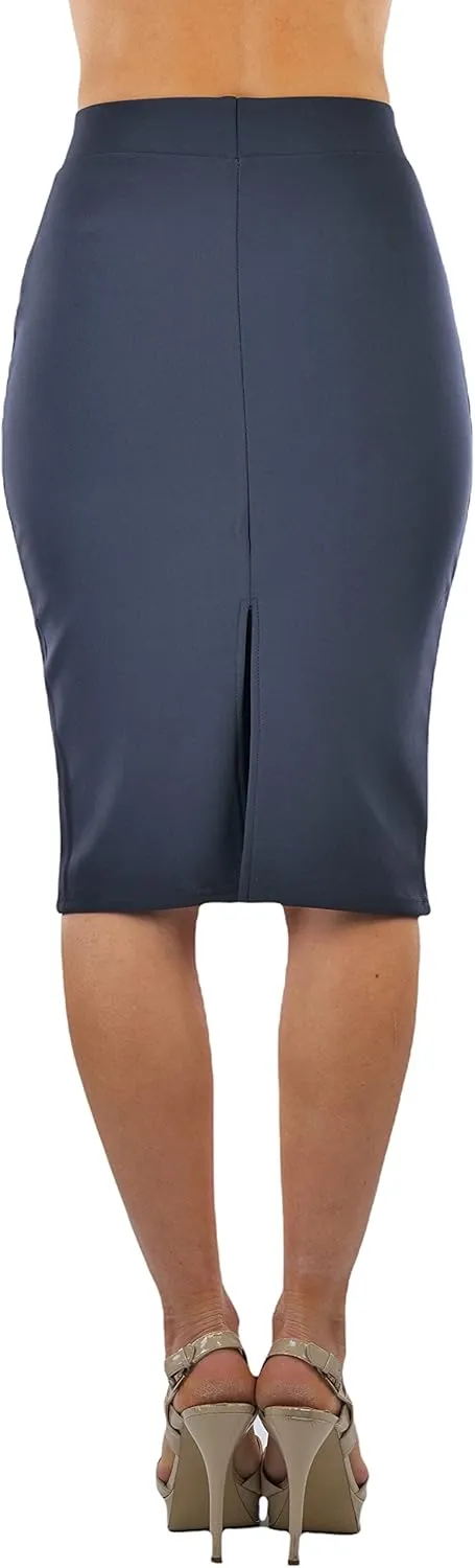 ToBeInStyle Women's Classic Bodycon Pencil Back Slit Scuba Skirt