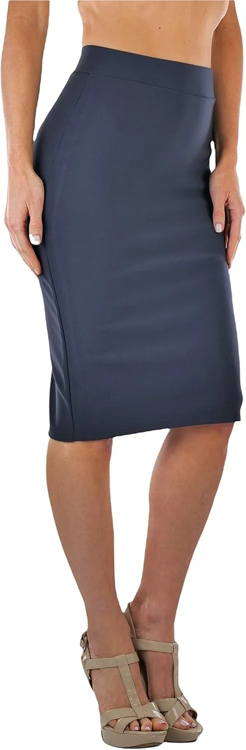 ToBeInStyle Women's Classic Bodycon Pencil Back Slit Scuba Skirt