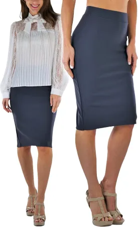ToBeInStyle Women's Classic Bodycon Pencil Back Slit Scuba Skirt