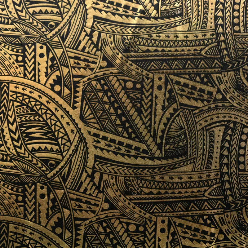 Traditional Polynesian Tattoo Design Fabric | Polyester Foil