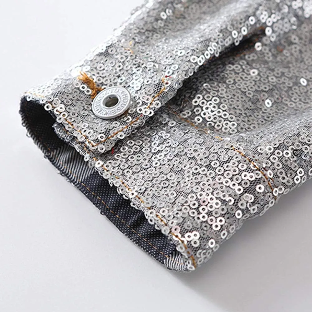 WELAKEN Unicorn Jean Jacket for Girls Kids & Toddler with Sparkly Sleeve, Girls' Spring Outfit Denim Jackets Outerwear