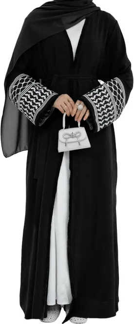 Women Ramadan Muslim Abaya Long Sleeve Embroidered Open Front Cardigan Kimono Turkey Dubai Kaftan