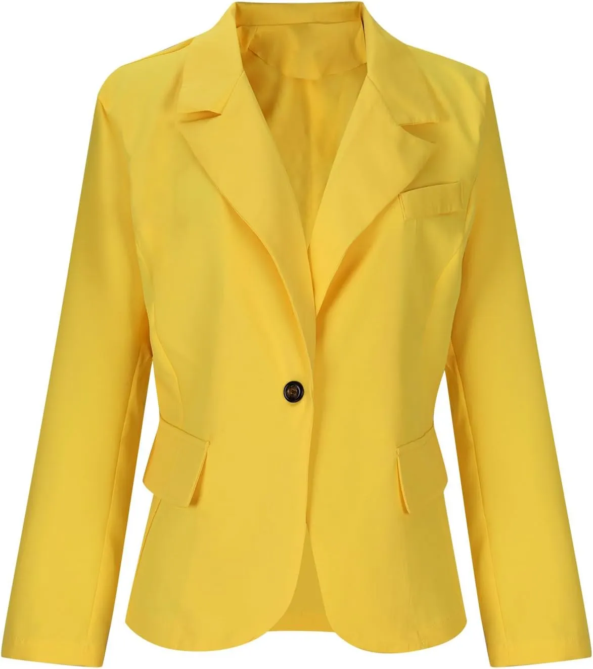 Women's Business Blazer Casual Trendy Lapel Slim Open Front Outerwear Fake Pocket Button Down Lightweight Jacket 2024
