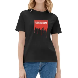 Women's Cotton Drip Banner Front Printing T Shirt