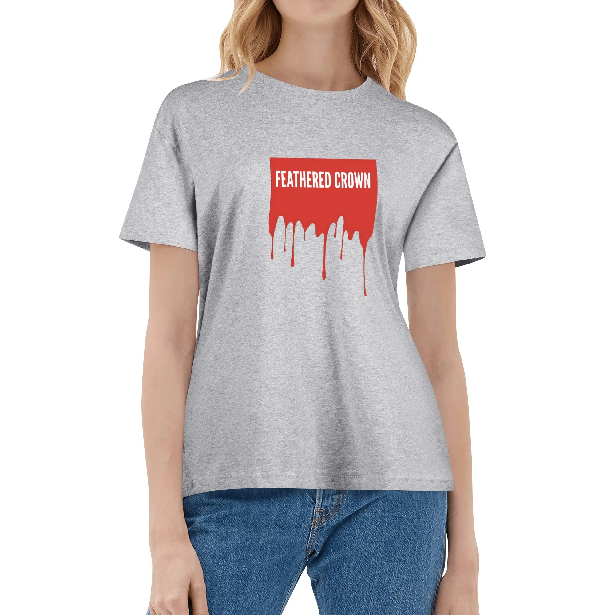 Women's Cotton Drip Banner Front Printing T Shirt