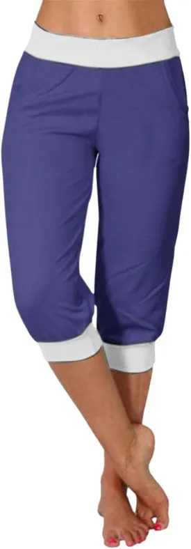 Women's Fashion Capri Pants Gym Workout Exercise Fitness Sweatpants Stretch Casual Fold-Over Hem Capri Sports Legging