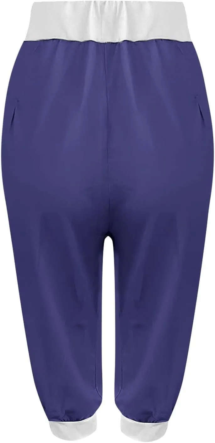 Women's Fashion Capri Pants Gym Workout Exercise Fitness Sweatpants Stretch Casual Fold-Over Hem Capri Sports Legging