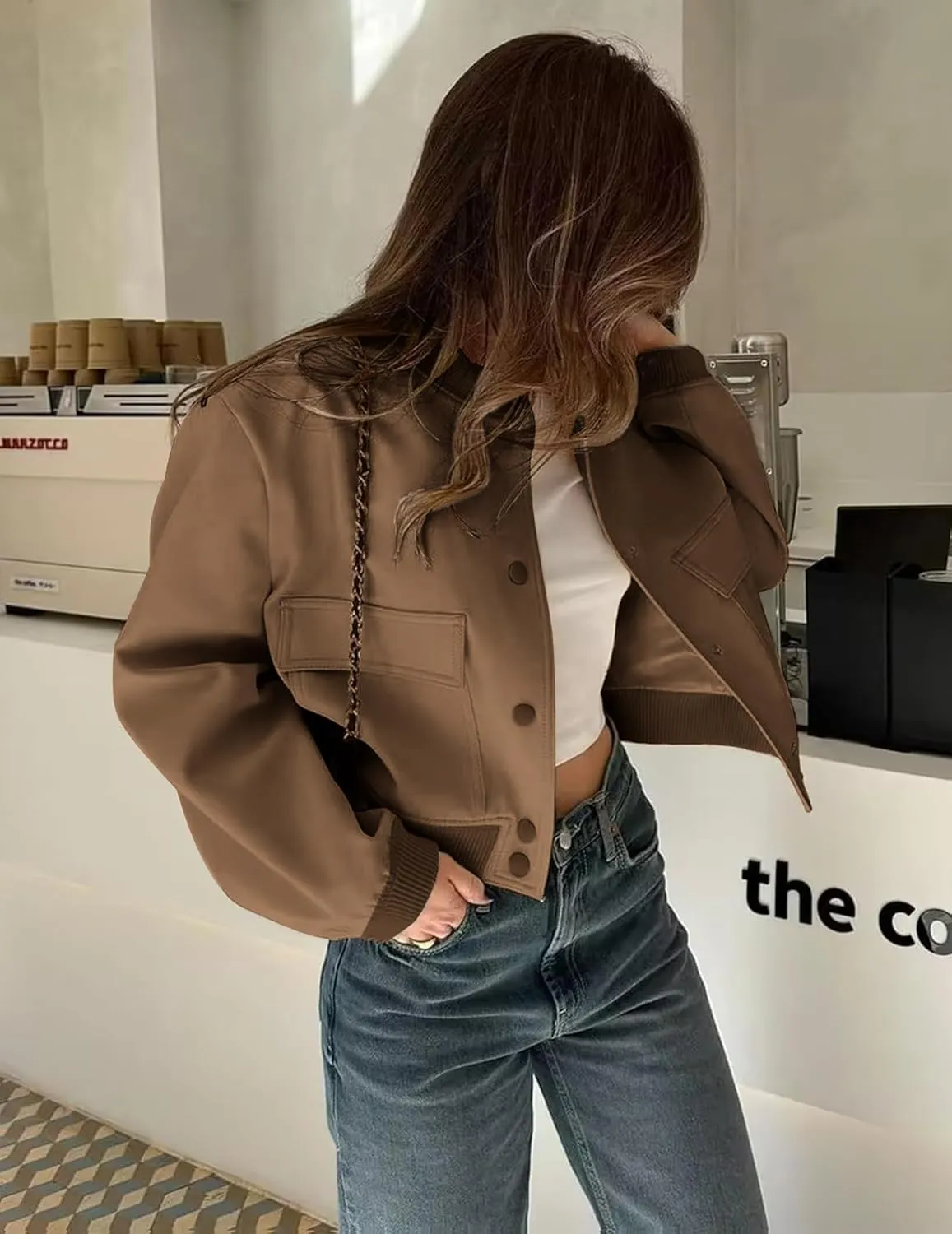 Zeagoo Women Bomber Jacket Casual Button Down Varsity Jackets Shackets With Pockets Outwear