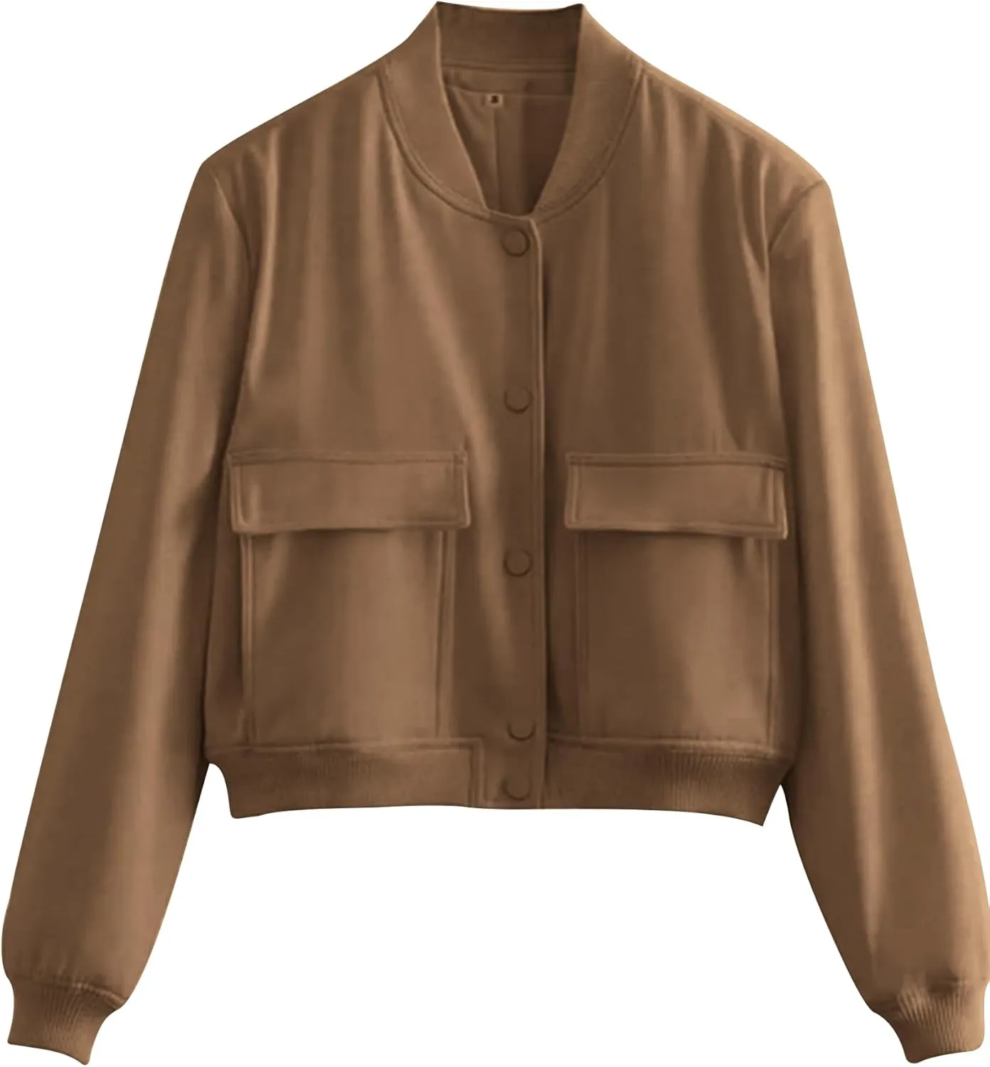 Zeagoo Women Bomber Jacket Casual Button Down Varsity Jackets Shackets With Pockets Outwear